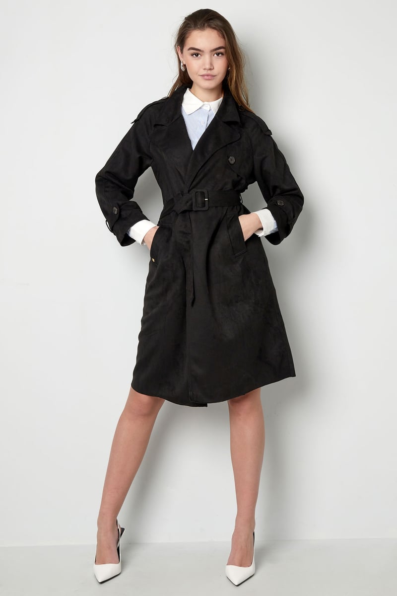 Klassieke trenchcoat suedine - groen S