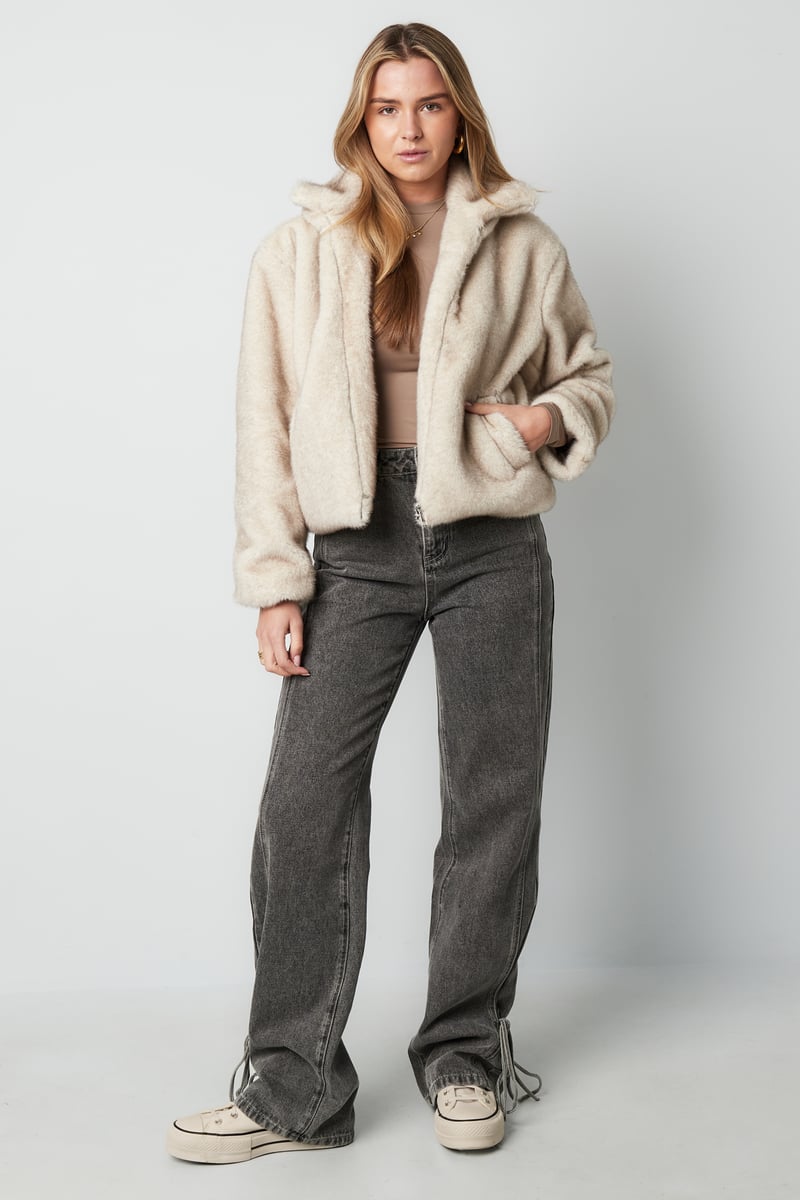 Fluffy basic jas - Beige