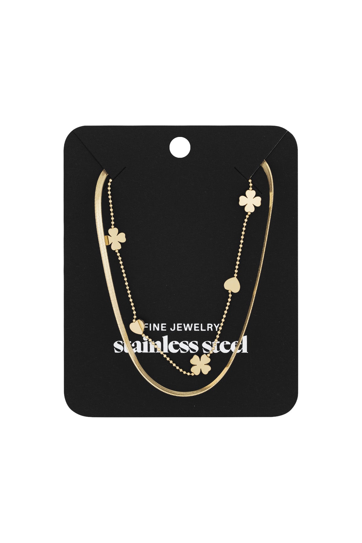 Dubbele ketting clover heart