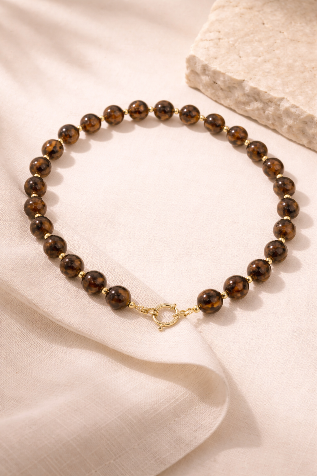 Leona | Luipaard kralen ketting in warme ambertonen