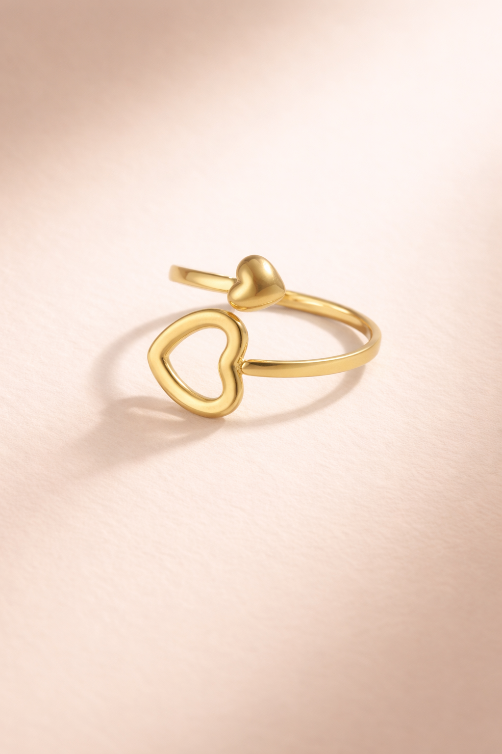 Livia | Verstelbare ring met open & gesloten hart