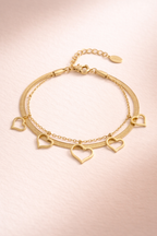 Romee | Chunky armband met hartdetails (14K verguld)
