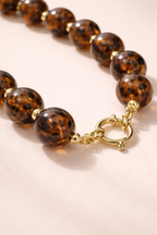 Leona | Luipaard kralen ketting in warme ambertonen